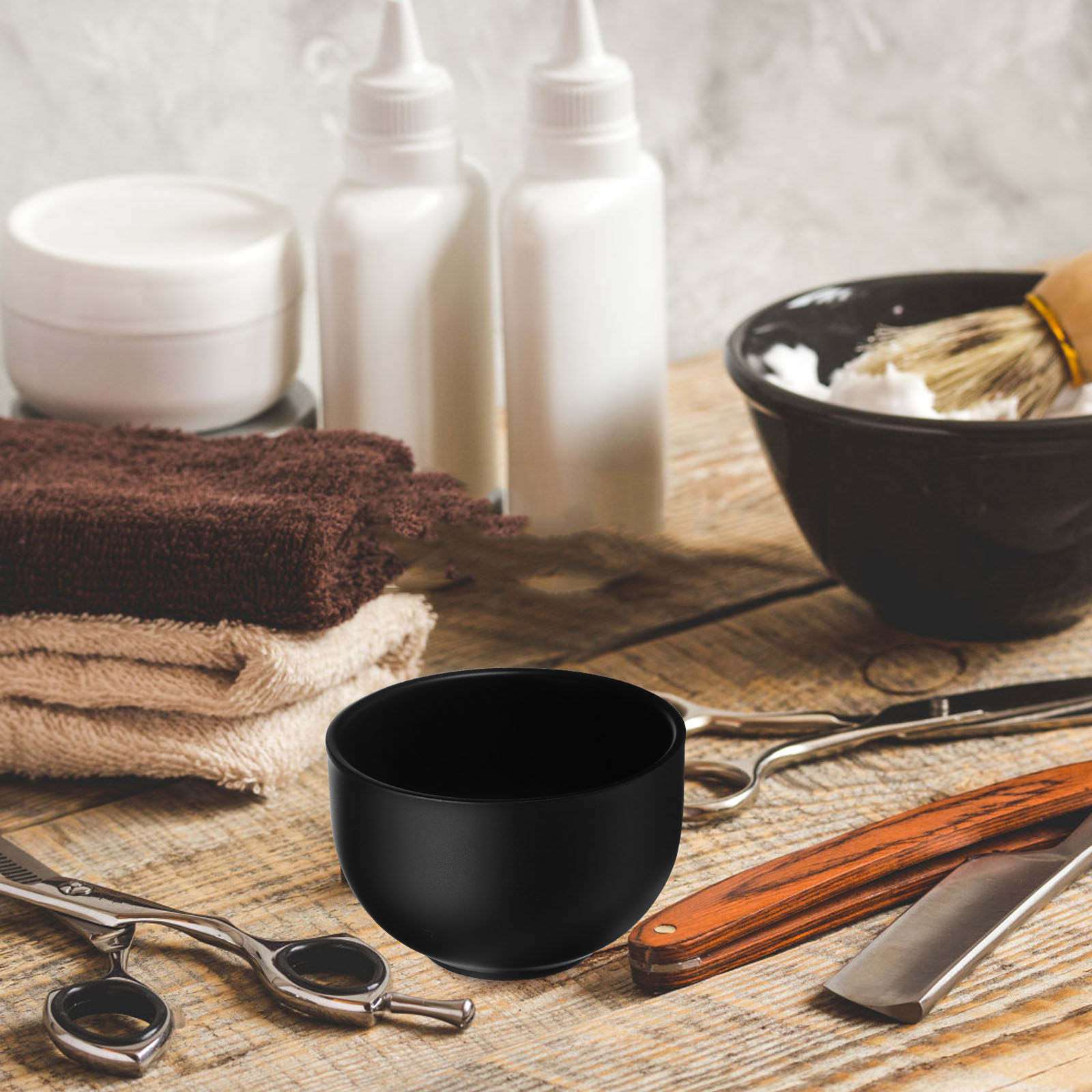 Shaving Cream - Black Stainless Steel Shaving Bowl Double