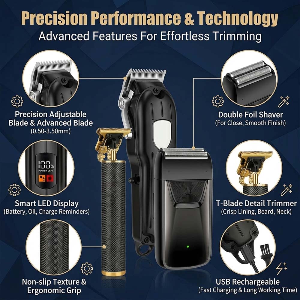 Professional Hair Clipper Set  - Electric Shaver Rotary recension och pris